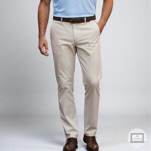PETER MILLAR Men Durham High Drape Performance Pant Beige Golf Size 34 | 31" Hem